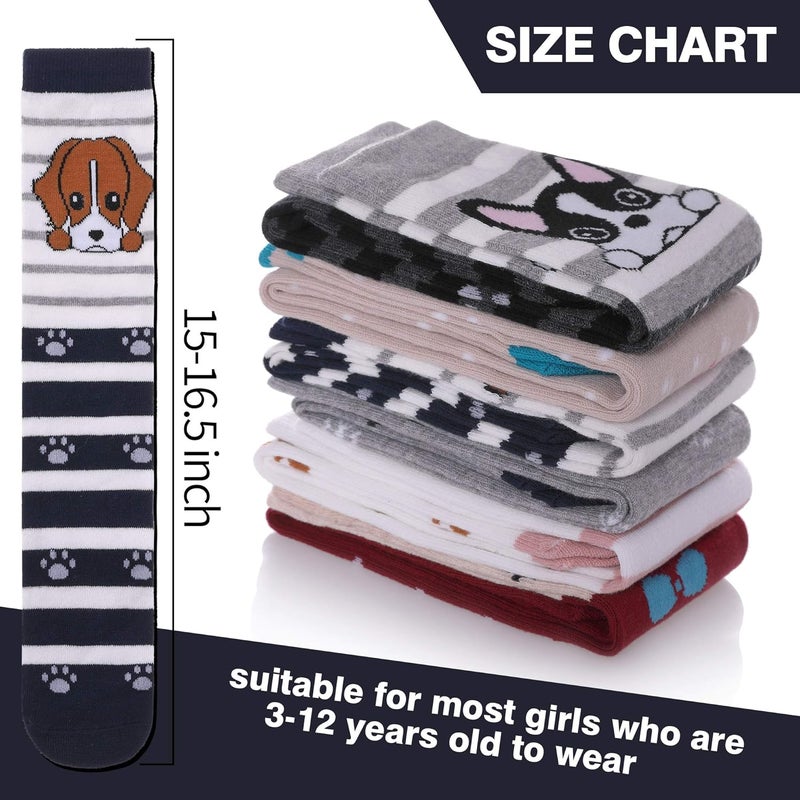 SDBING Kids Girls Knee High Socks Crazy Funny Gift Novelty Soft Cute Animal Dress Long Socks 6 Pairs - Image 4